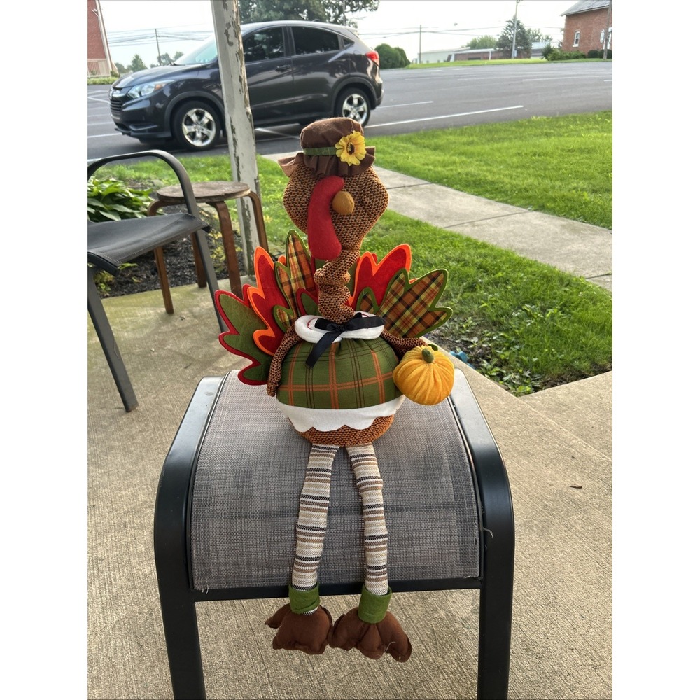 Kohl's Thanksgiving Turkey Shelf Sitter Plush Dangly Legs Fall Harvest Decor